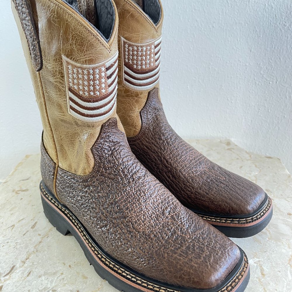 J.B.DILLON Reserve Cowboy Men's Boots Brown/beige leather Western Boots size 8.5 - Picture 12 of 16